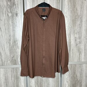 JB Holt Button Down Shirt Athletic Chocolate Brown Polka Dot NWT NEW